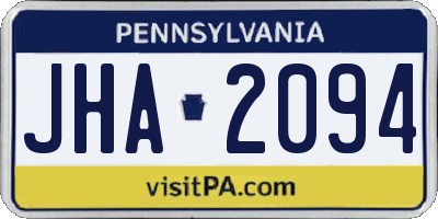 PA license plate JHA2094