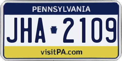 PA license plate JHA2109