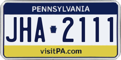 PA license plate JHA2111