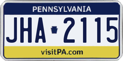 PA license plate JHA2115