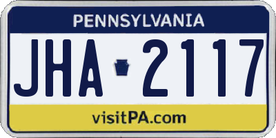 PA license plate JHA2117
