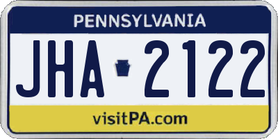 PA license plate JHA2122