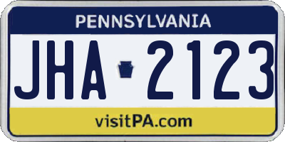 PA license plate JHA2123