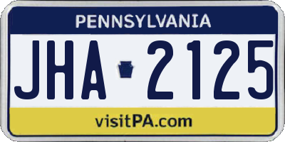PA license plate JHA2125