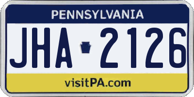 PA license plate JHA2126