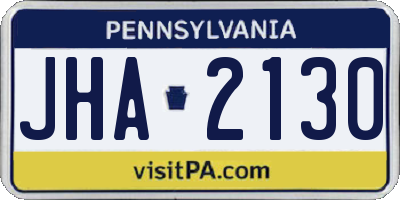 PA license plate JHA2130