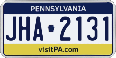PA license plate JHA2131
