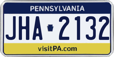 PA license plate JHA2132