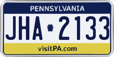 PA license plate JHA2133