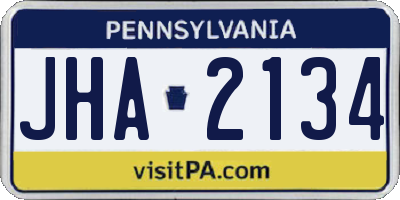 PA license plate JHA2134