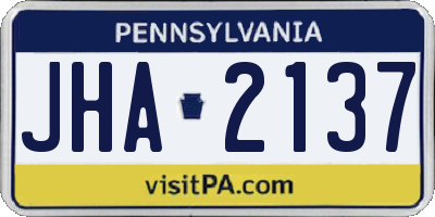 PA license plate JHA2137