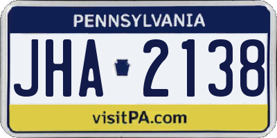 PA license plate JHA2138
