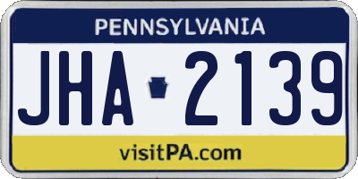 PA license plate JHA2139