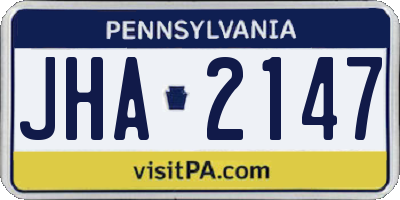 PA license plate JHA2147