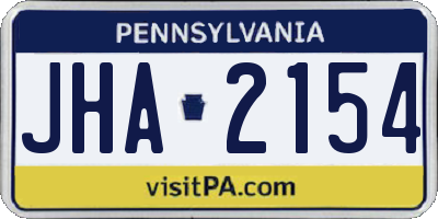 PA license plate JHA2154
