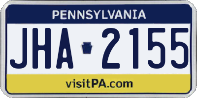 PA license plate JHA2155