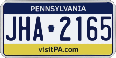 PA license plate JHA2165