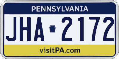PA license plate JHA2172