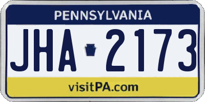 PA license plate JHA2173