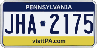 PA license plate JHA2175