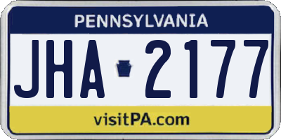 PA license plate JHA2177
