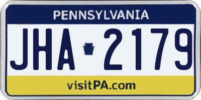 PA license plate JHA2179