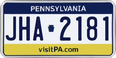 PA license plate JHA2181