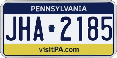 PA license plate JHA2185