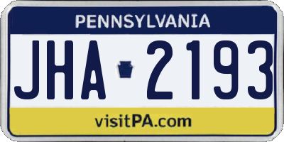 PA license plate JHA2193