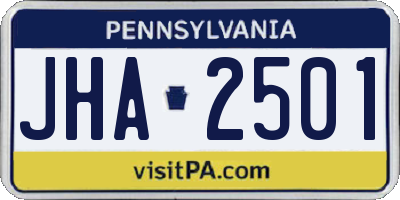 PA license plate JHA2501