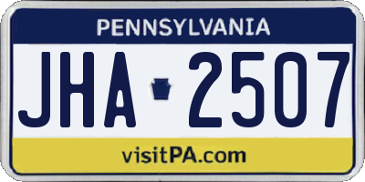PA license plate JHA2507