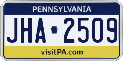 PA license plate JHA2509