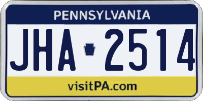 PA license plate JHA2514
