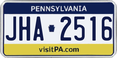PA license plate JHA2516