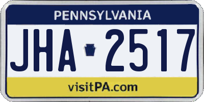 PA license plate JHA2517