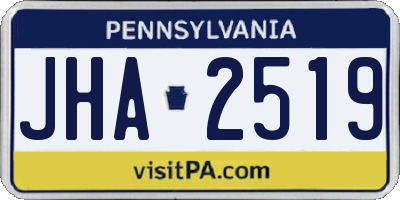PA license plate JHA2519