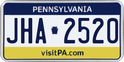 PA license plate JHA2520