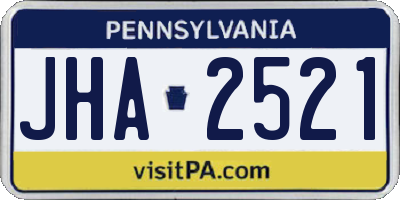 PA license plate JHA2521