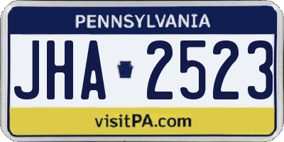 PA license plate JHA2523
