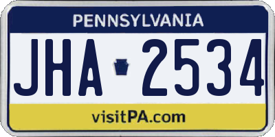 PA license plate JHA2534