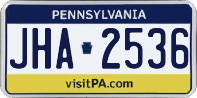 PA license plate JHA2536