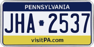 PA license plate JHA2537