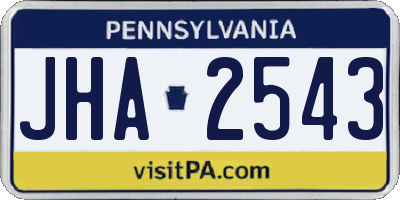 PA license plate JHA2543