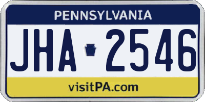 PA license plate JHA2546