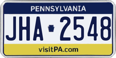PA license plate JHA2548