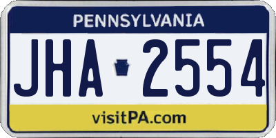 PA license plate JHA2554