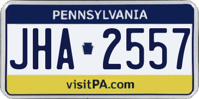 PA license plate JHA2557