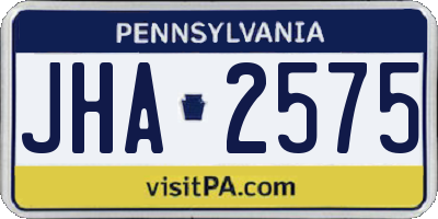 PA license plate JHA2575