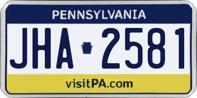PA license plate JHA2581