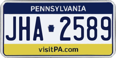 PA license plate JHA2589